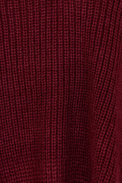 Product shot of the Belle Cosy V Neck Jumper in colour Burgundy (Purple), detail