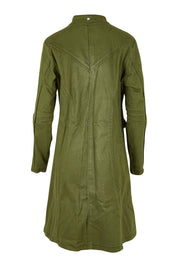 Product shot of the Attention To Me Jacket in colour Khaki (Green), from the back