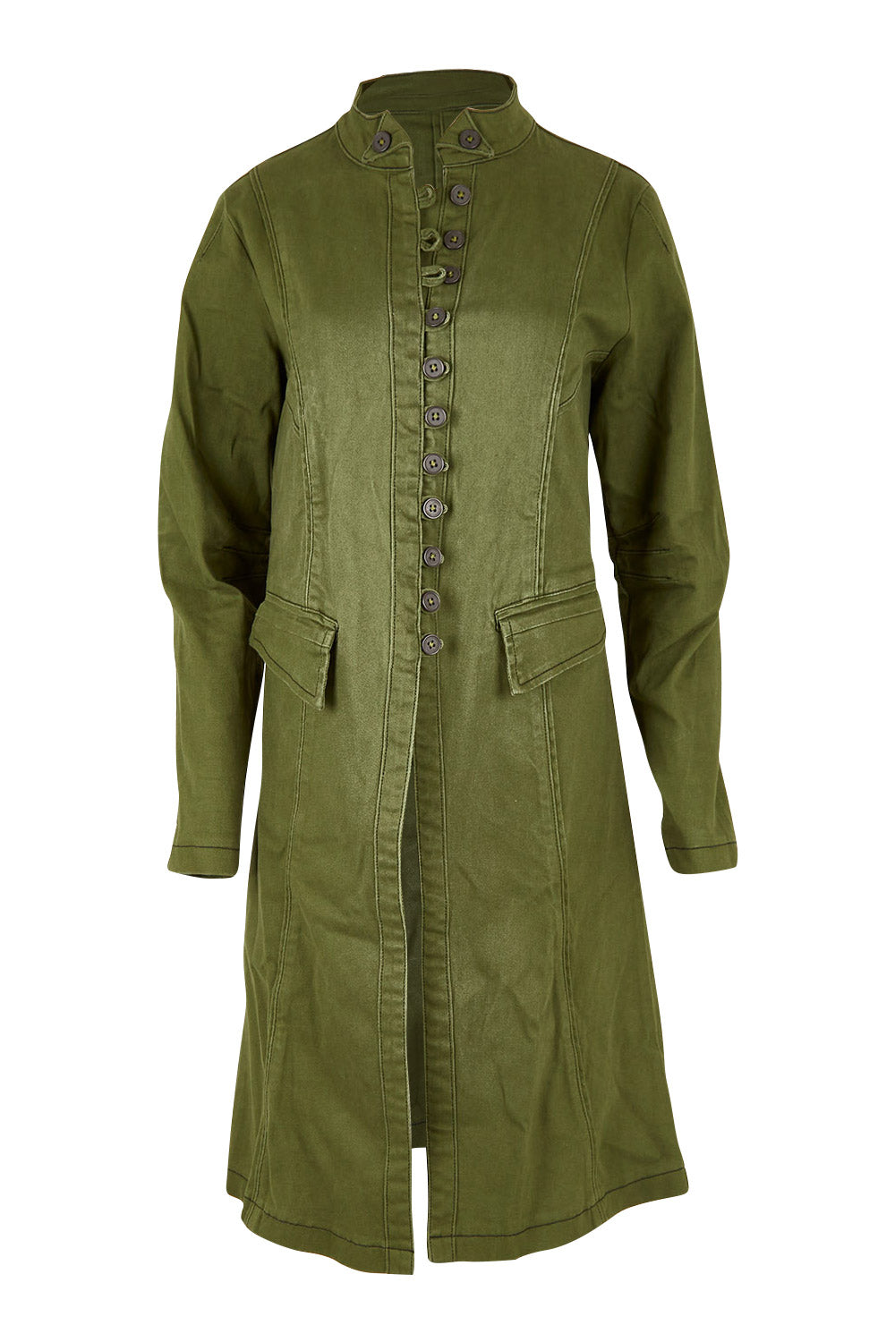 Product shot of the Attention To Me Jacket in colour Khaki (Green), from the front
