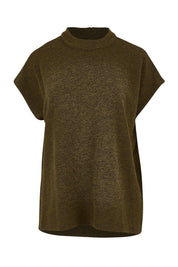 Product shot of the All For You Crew Top in colour Khaki (Green), from the front