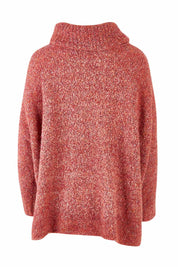 Product shot of the Soft Cloud Roll Neck Jumper in colour Brick (Red), from the back