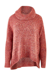 Product shot of the Soft Cloud Roll Neck Jumper in colour Brick (Red), from the front