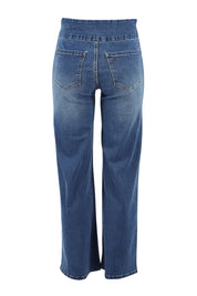 Product shot of the Easy As Pull On Jeans in colour Denim (Blue), from the back