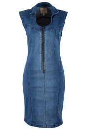 Product shot of the Adore Me Denim Dress in colour Denim (Blue), from the front
