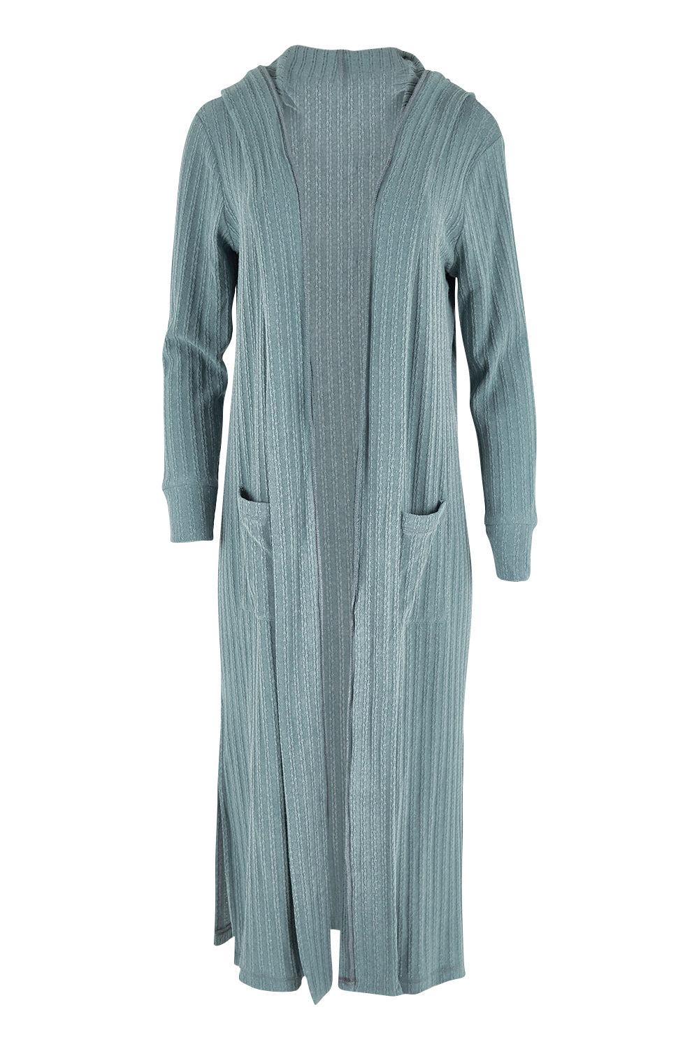 Product shot of the Watching Sunset Lounge Cardi in colour Duckegg (Blue), from the front