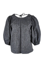 Product shot of the Ive Got Your Back Blouse in colour Blackwhite (Black), from the front