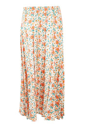 Product shot of the Field Of Flowers Skirt in colour Jadefleur (Green), from the back
