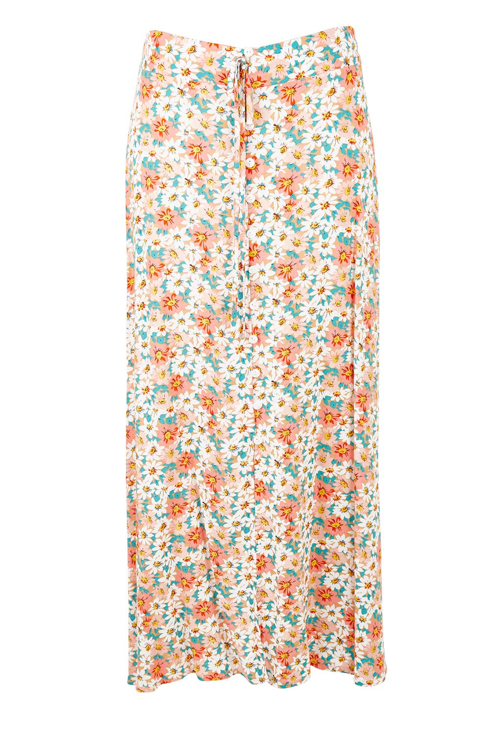 Product shot of the Field Of Flowers Skirt in colour Jadefleur (Green), from the front