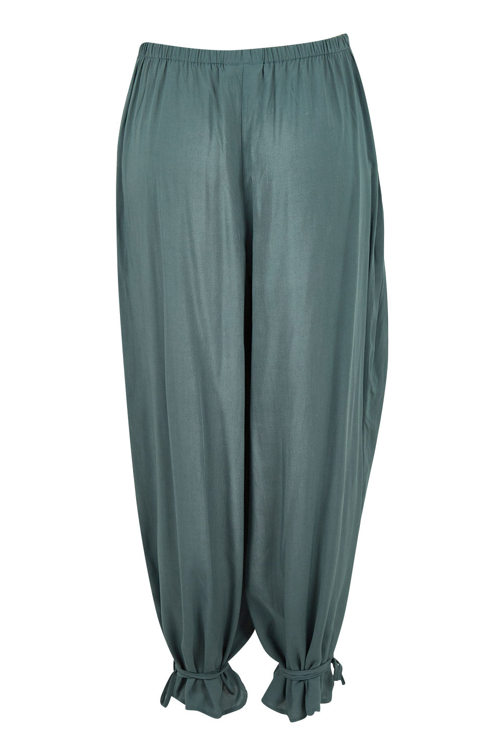 Product shot of the Endless Summer Side Gathered Pant in colour Forest (Green), detail