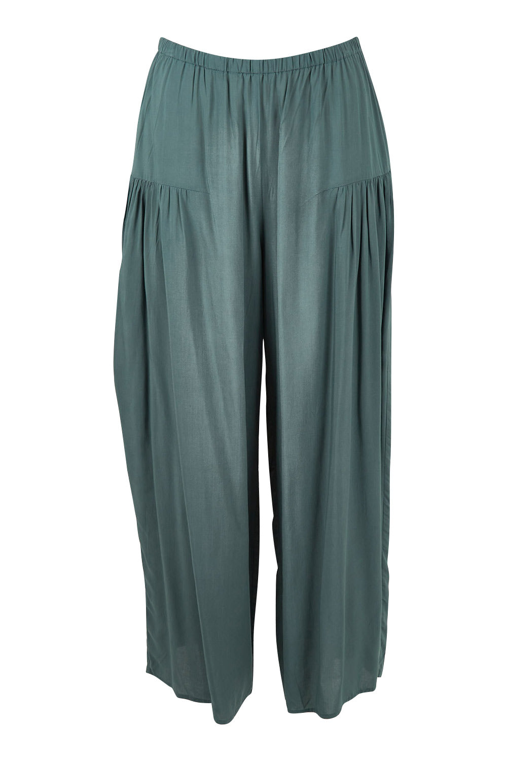 Product shot of the Endless Summer Side Gathered Pant in colour Forest (Green), from the front