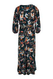 Product shot of the Feeling Free Faux Wrap Dress in colour Greenbay (Green), from the back