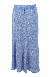 Product shot of the Nothing But Blue Skies Skirt in colour Bluefleur (Blue), from the back