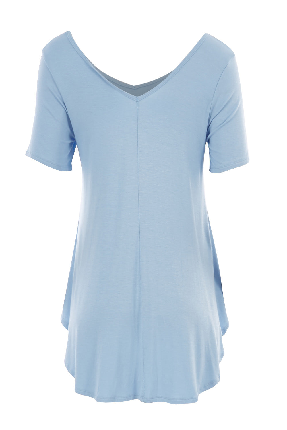 Product shot of the Softly Swinging Bamboo Tee in colour Chambray (Blue), from the back