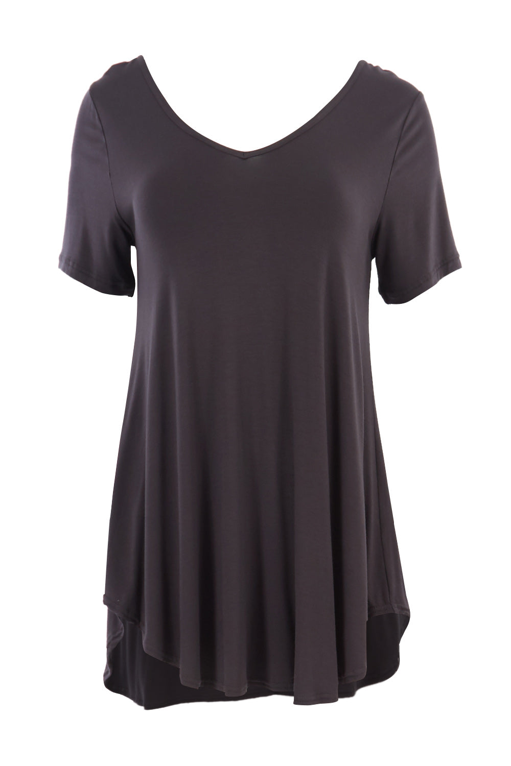 Product shot of the Softly Swinging Bamboo Tee in colour Storm (Grey), from the front