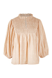 Product shot of the Delighted To Meet You Blouse in colour Sand, from the front