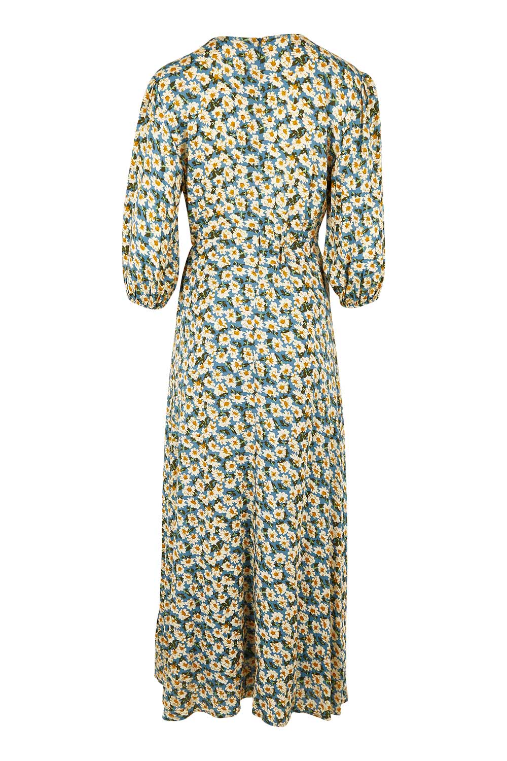 Product shot of the Daisy Chain Swing Dress in colour Daisy (Blue), from the back