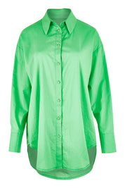 Product shot of the Relaxed Elegance Boyfriend Shirt in colour Emerald (Green), from the front