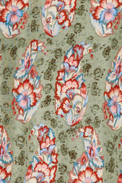Product shot of the Sunshine And Flowers Smock Dress in colour Sagefleur (Green), detail
