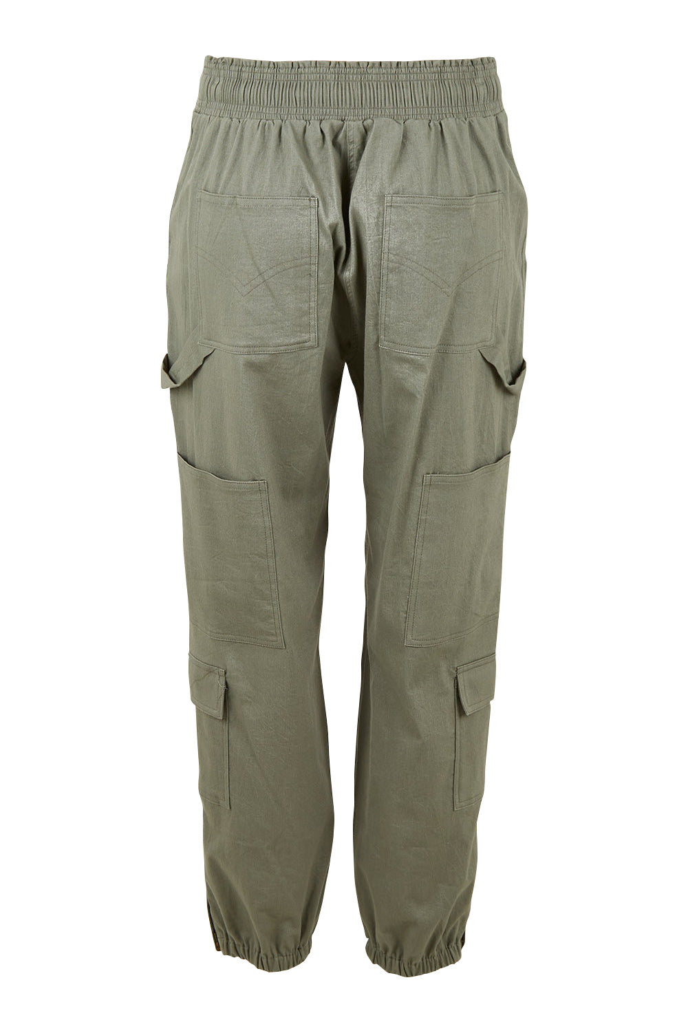 Product shot of the I Can Do It Myself Carpenter Cargos in colour Khaki (Green), from the back