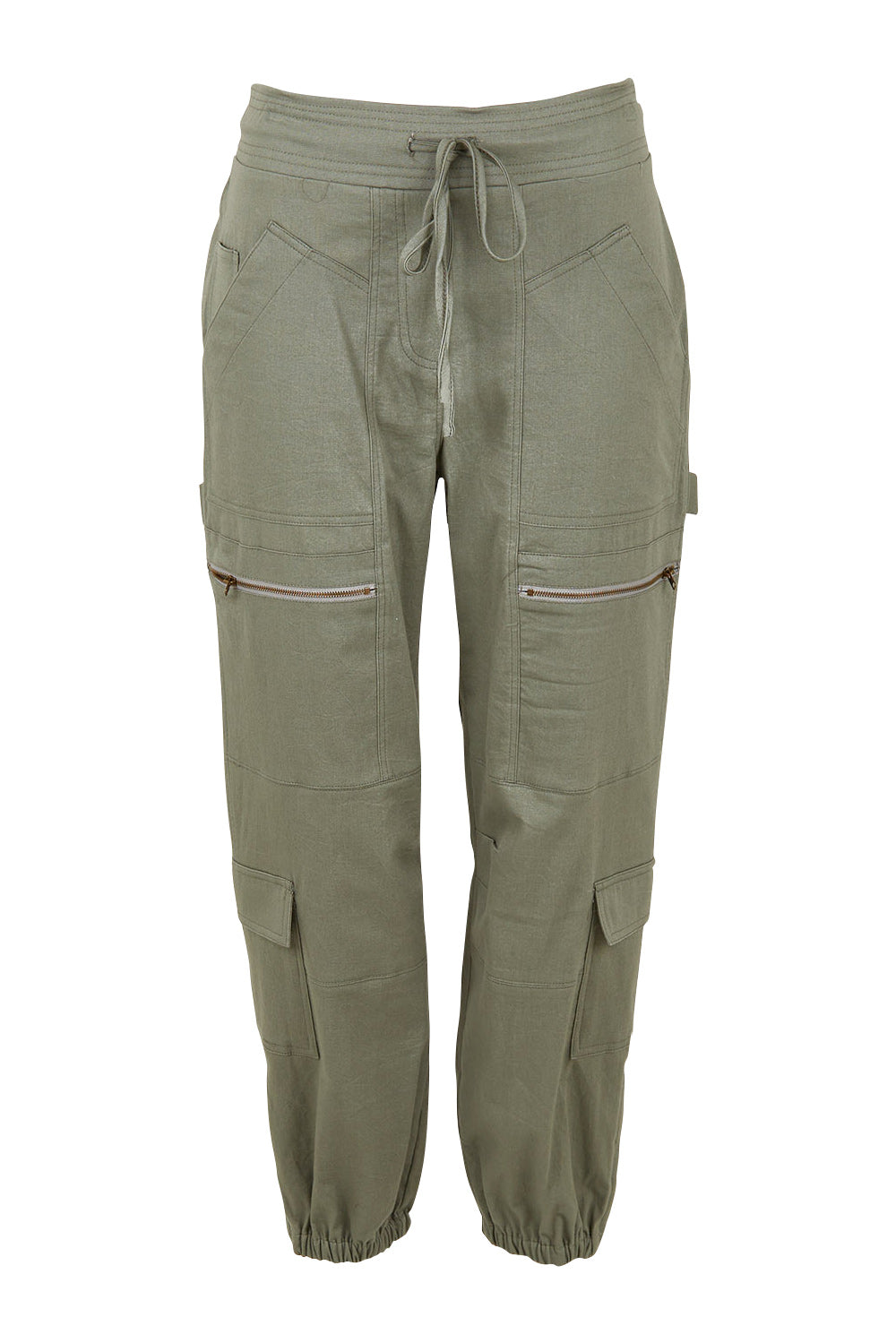 Product shot of the I Can Do It Myself Carpenter Cargos in colour Khaki (Green), from the front