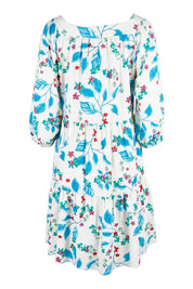 Product shot of the Chasing Blue Sky Cotton Dress in colour Blueleaf (Blue), from the back