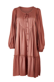 Product shot of the Ready For Any Adventure Dress in colour Cinnamon (Red), from the front