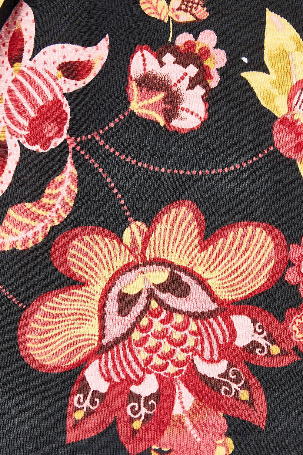 Product shot of the All For You Wrap Top in colour Blkfleur (Black), detail