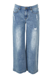 Product shot of the Always There For Me Boyfriend Jeans in colour Denim (Blue), from the front