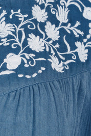 Product shot of the First Light Cotton Blouse in colour Dutchblue (Blue), detail