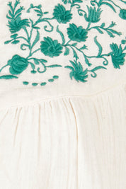 Product shot of the First Light Cotton Blouse in colour Milk (White), detail