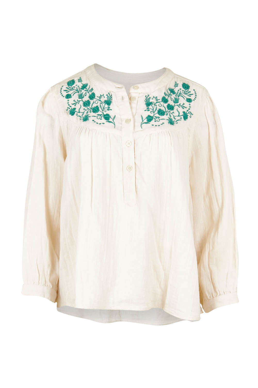 Product shot of the First Light Cotton Blouse in colour Milk (White), from the front