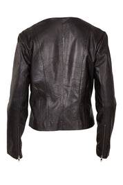 Product shot of the Forever Leather Jacket in colour Black (Black), from the back