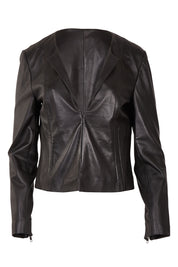 Product shot of the Forever Leather Jacket in colour Black (Black), from the front