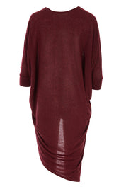 Product shot of the Falling For You Cardi in colour Port (Purple), from the back