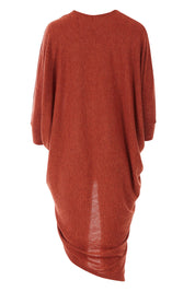 Product shot of the Falling For You Cardi in colour Rust, from the back