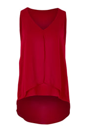 Product shot of the Sugar Snaps Layers Tank in colour Red (Red), from the front