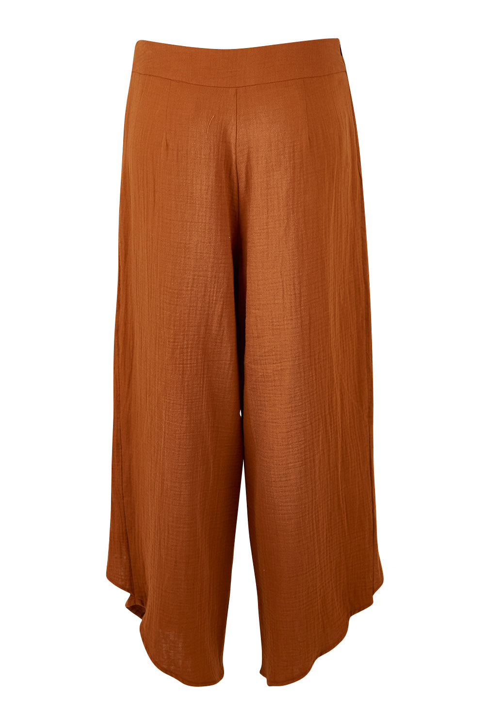 Product shot of the Wrapped In You Cotton Pants in colour Cinnamon, from the back