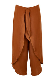 Product shot of the Wrapped In You Cotton Pants in colour Cinnamon, from the front
