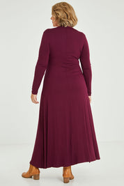 Model Fiona wearing size 16 of the My Faithful Maxi Tee Dress in colour Scarlet (Red), from the back