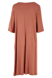 Product shot of the Softly Falling Bamboo Tunic in colour Copper, from the back