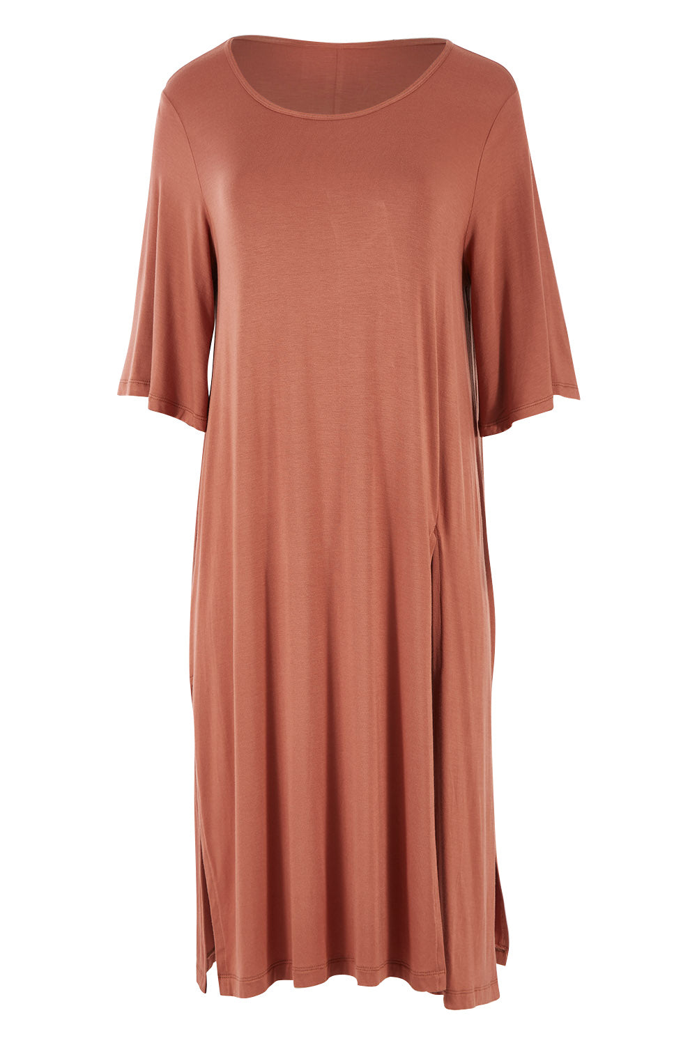 Product shot of the Softly Falling Bamboo Tunic in colour Copper, from the front