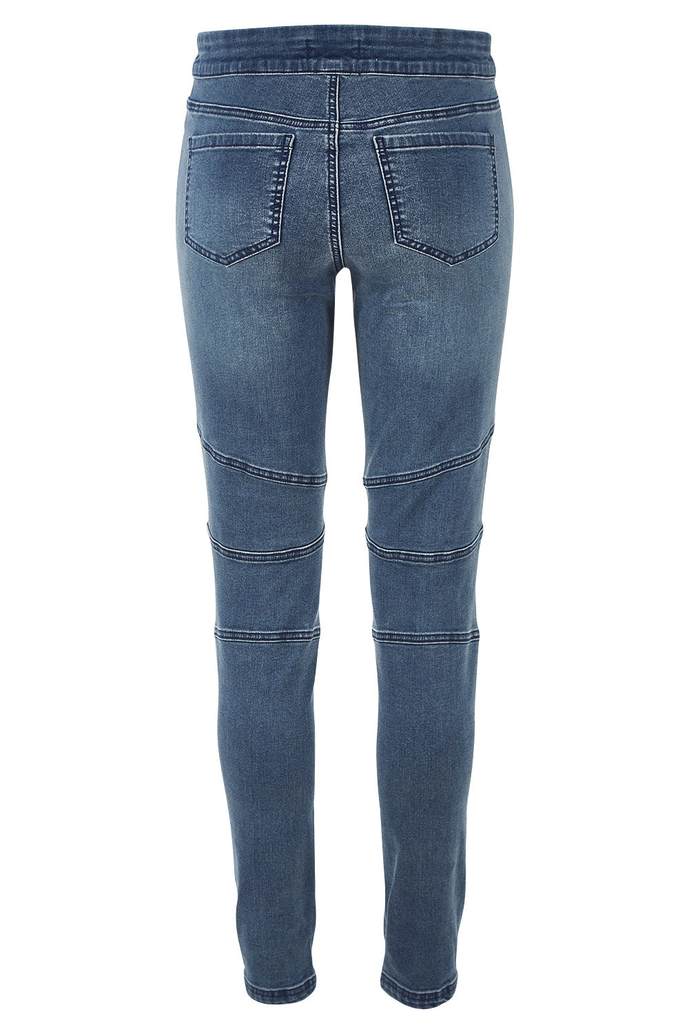 Product shot of the Wild One Stitched Jeggings in colour Denim (Blue), from the back