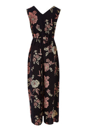 Product shot of the Illusion Faux Wrap Jumpsuit in colour Blackfleur (Black), from the back
