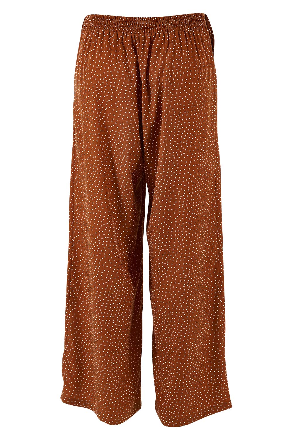 Product shot of the Spotty About You Wide Leg Pants in colour Rust, from the back
