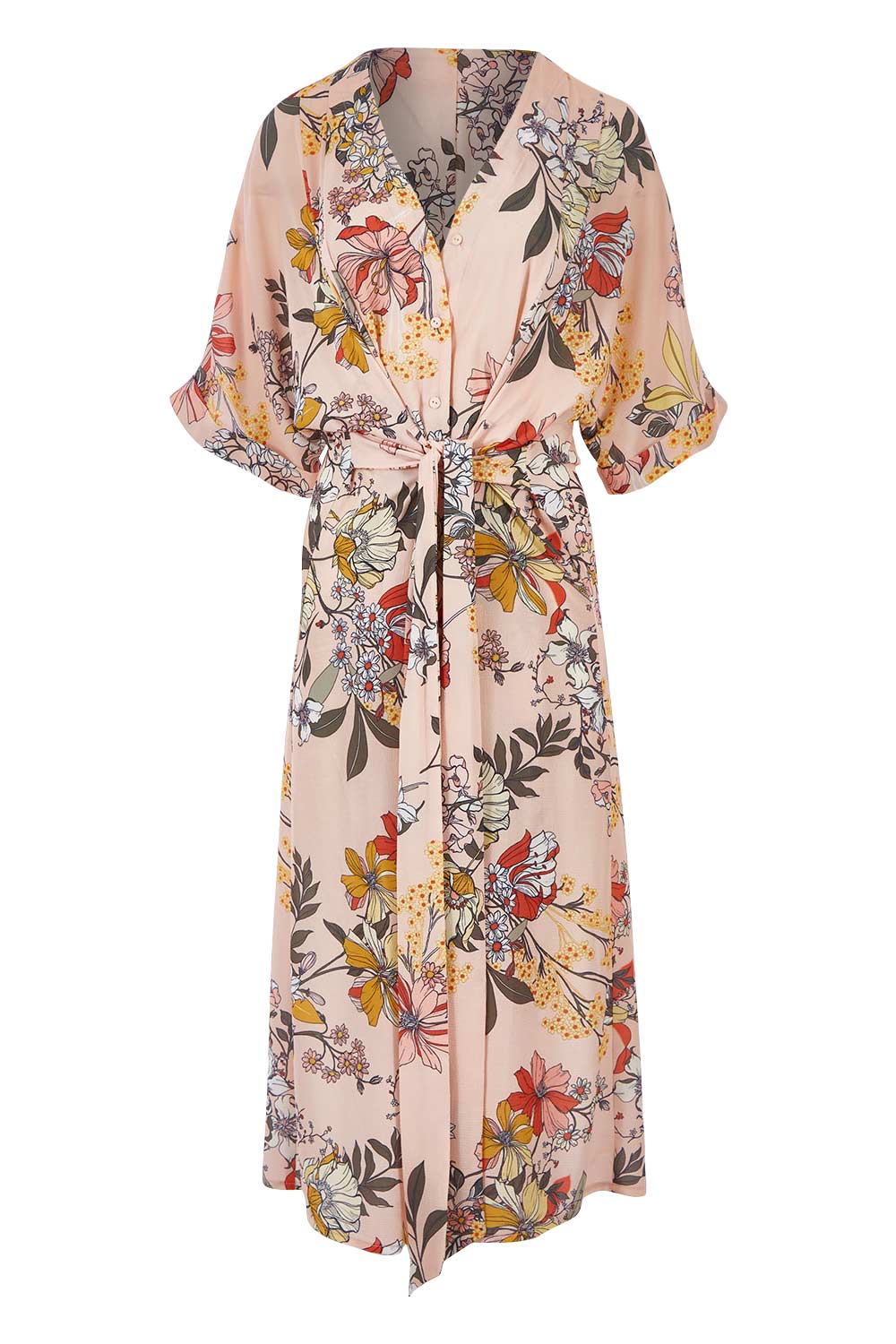 Product shot of the Floating Through The Day Dress in colour Blush (Pink), from the front