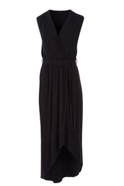 Product shot of the Bamboo Freedom Faux Wrap Dress in colour Black (Black), from the front