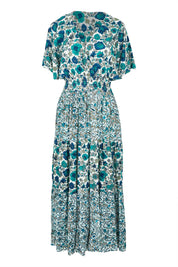 Product shot of the Tiers Of Joy Maxi Dress in colour Bluefleur (Blue), from the front