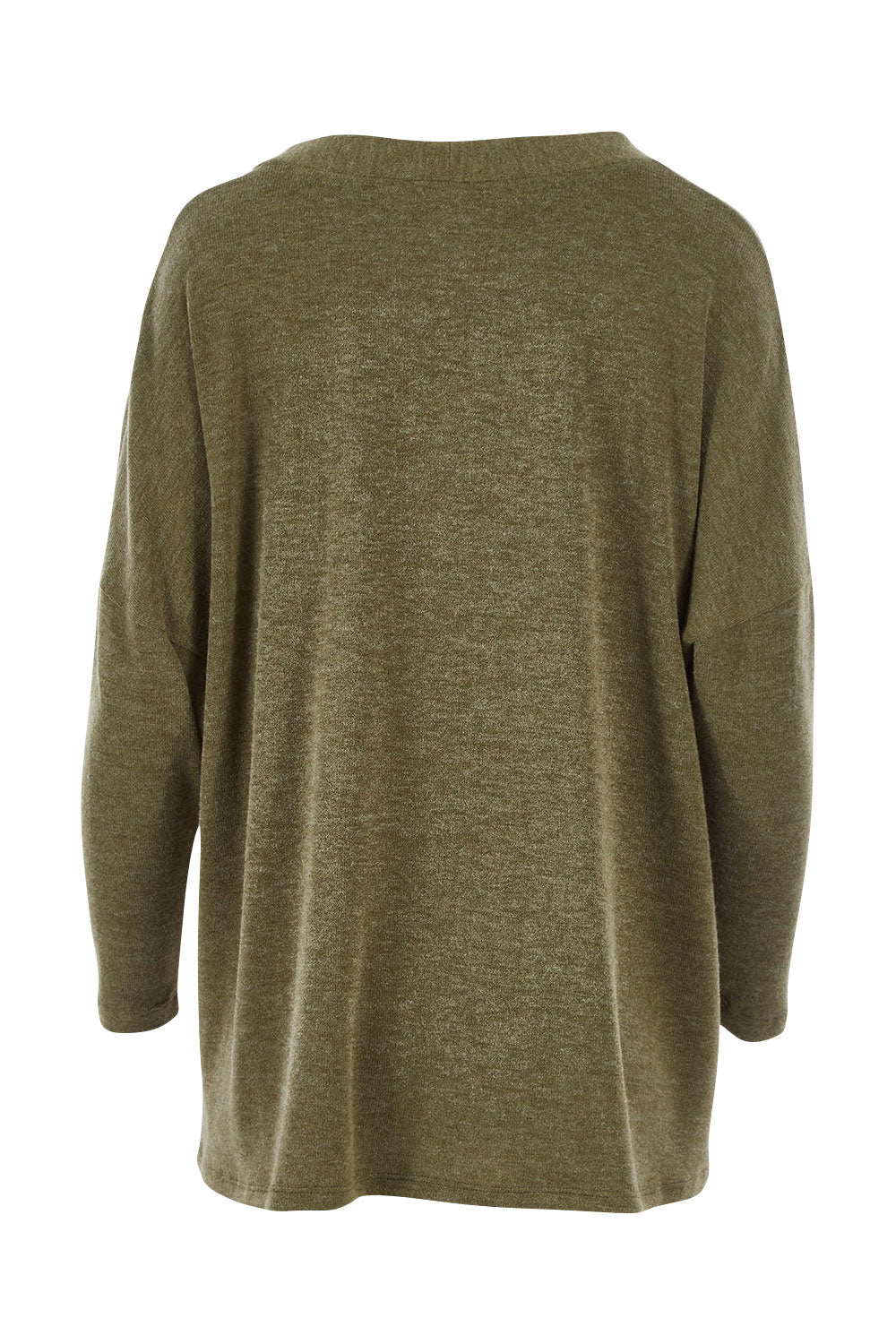 Product shot of the My Boyfriends Slouch Cardi in colour Olive (Green), from the back