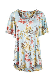 Product shot of the Free Falling Top in colour Blossom (Blue), from the front