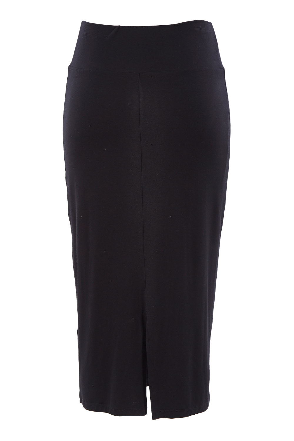 Product shot of the Softly Swinging Bamboo Tube Skirt in colour Black (Black), from the back